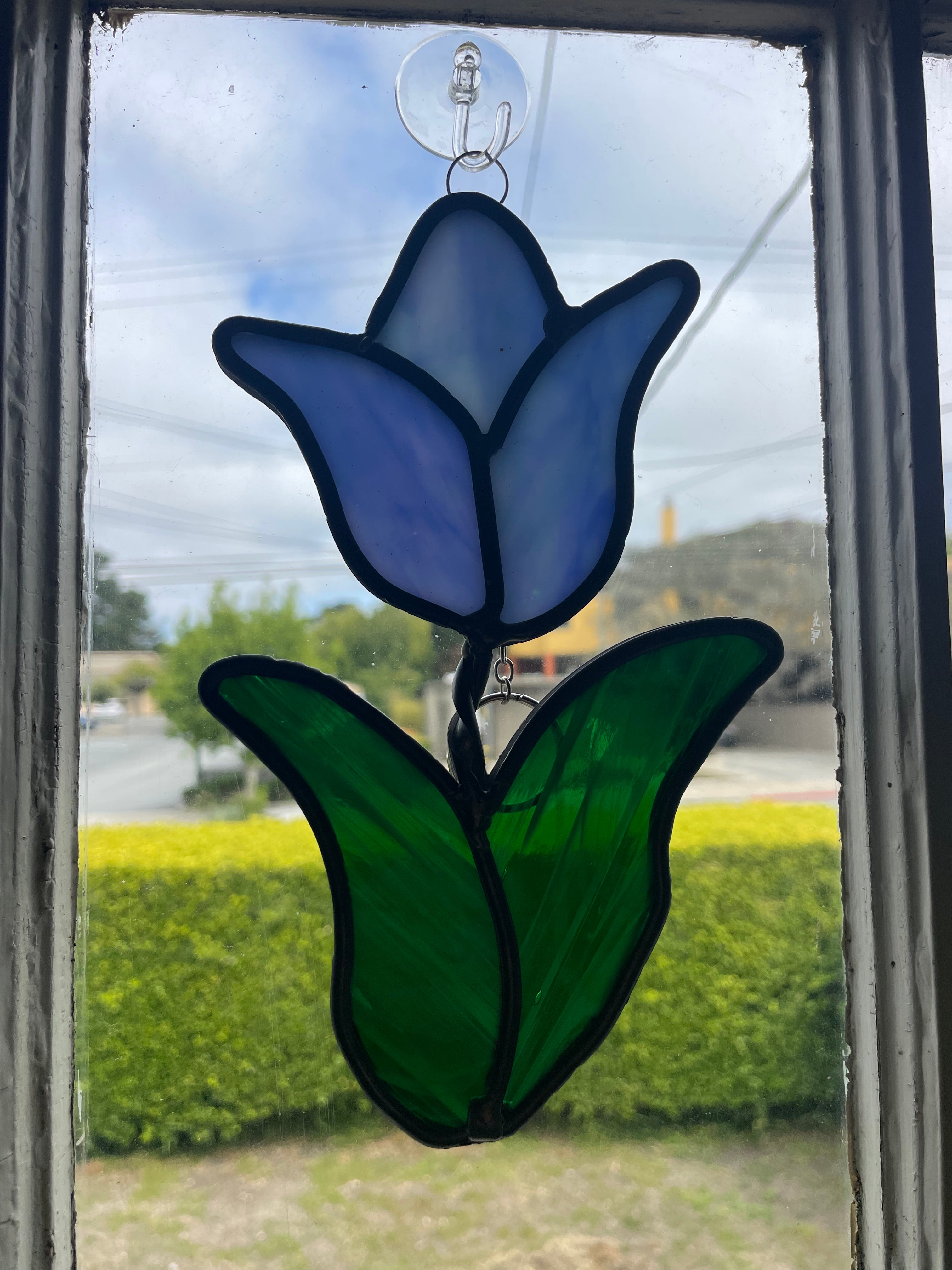 Iridescent Light Blue & Purple Tulip - Sun catcher